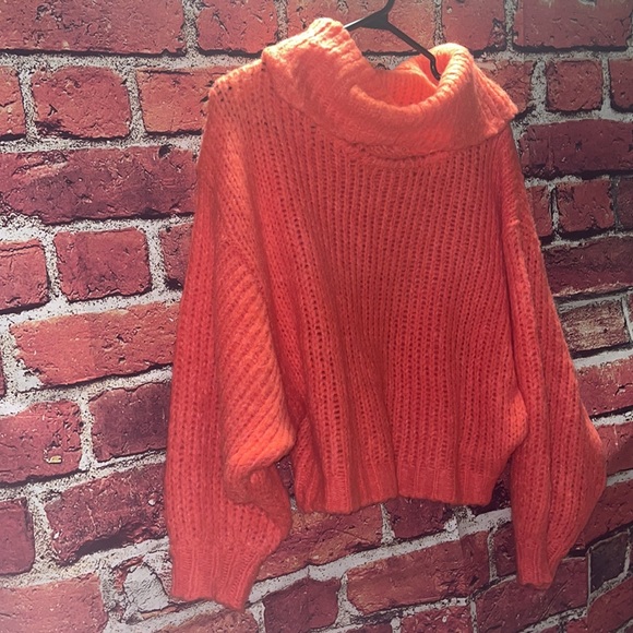 Anthropologie Pilcro Zamora Orange Pink Cropped Cowl Neck Sweater X-Small - Picture 7 of 7